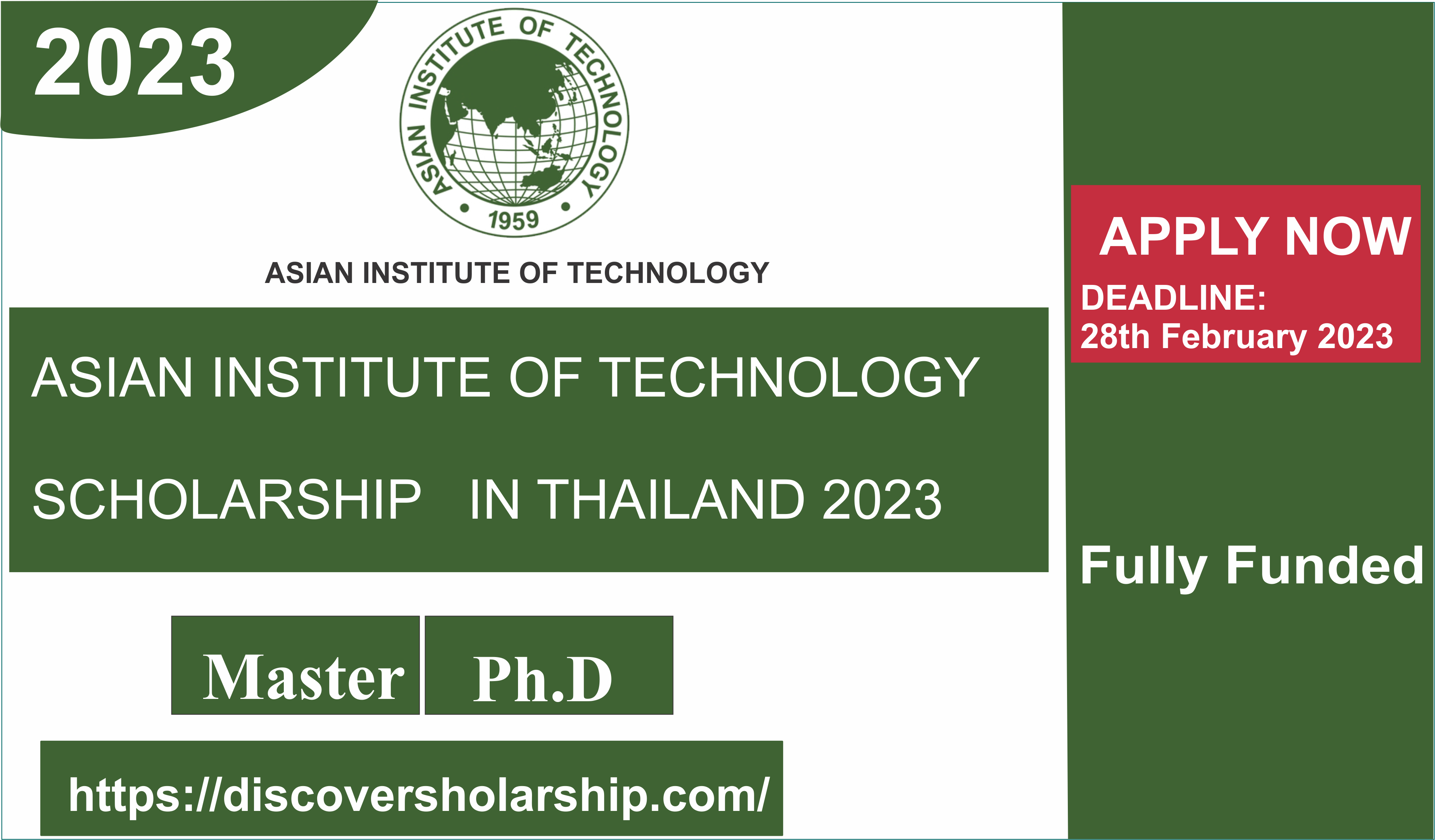 ASIAN INSTITUTE OF TECHNOLOGY SCHOLARSHIP IN THAILAND 2023 |FULLY FUNDED