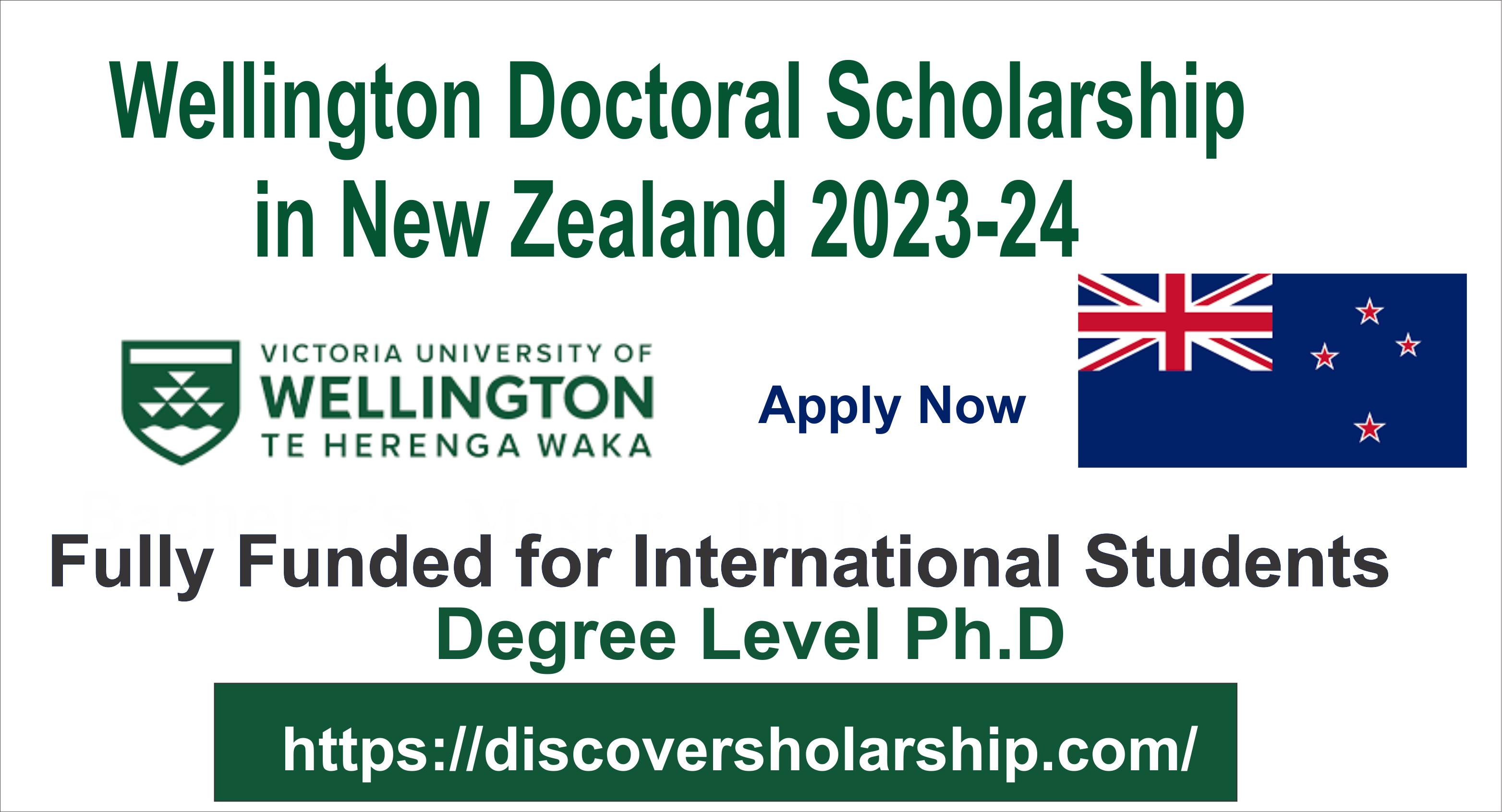 Wellington Doctoral Scholarship in New Zealand 2023-24